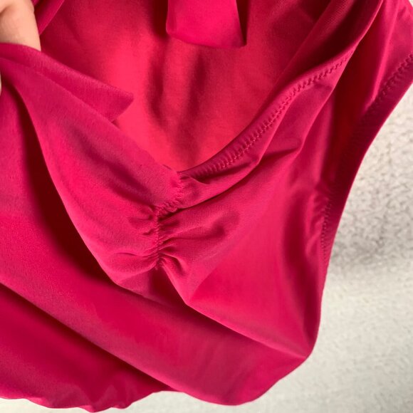 Bar III Women's Cowl Neck Cutout Halter Strap Ruby One-Piece Swimsuit Size M NWT - Picture 6 of 9